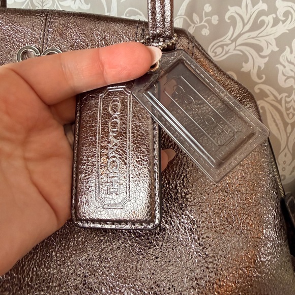 Coach Satchel Pewter Metallic Leather w/ 2 Hangtags Silver 2010 #14976 EUC - Picture 4 of 16